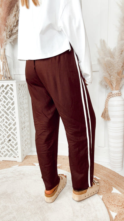 The Gigi Stripe Pants-Espresso