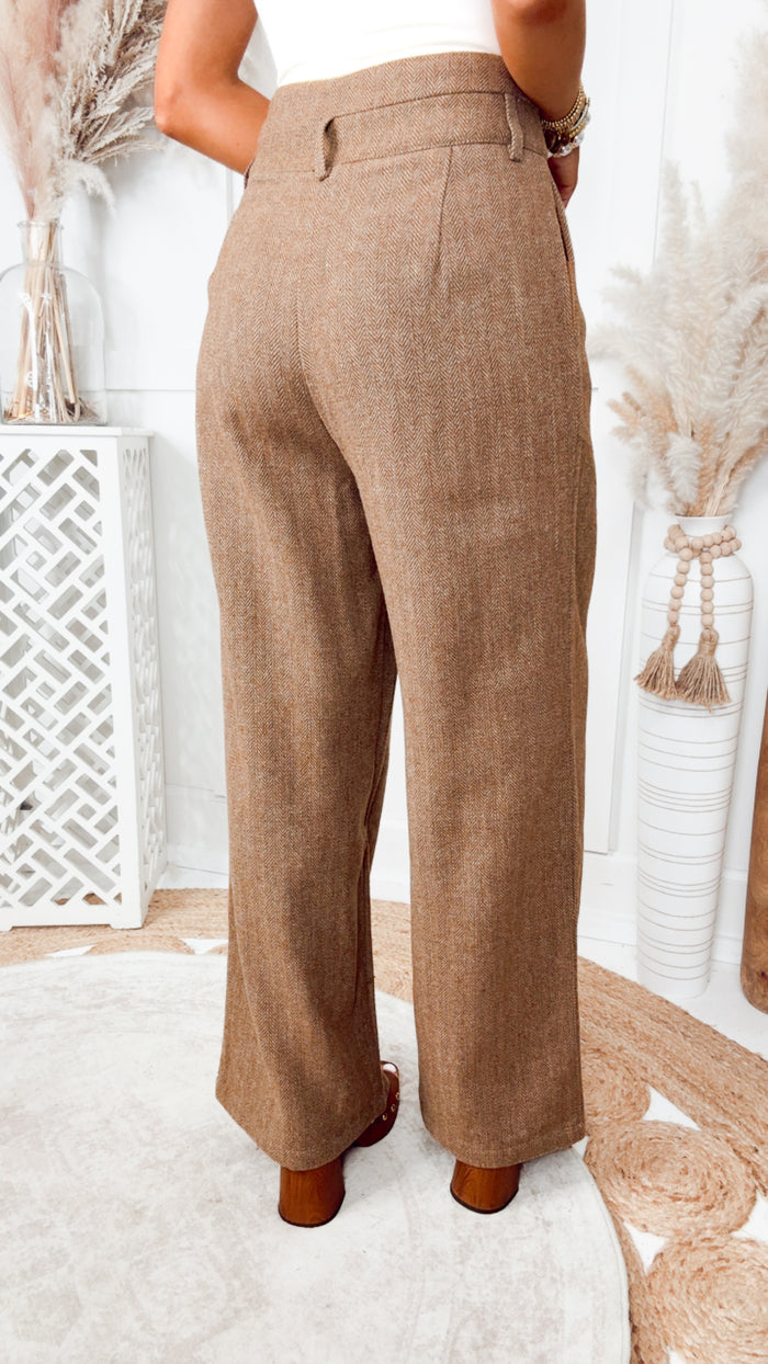 The Hazelwood Pintuck Pants-Camel
