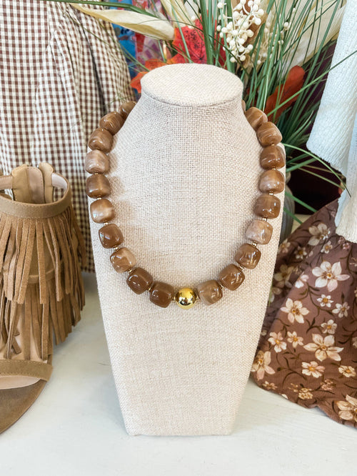 The Jennifer Chunky Beaded Necklace-Mocha