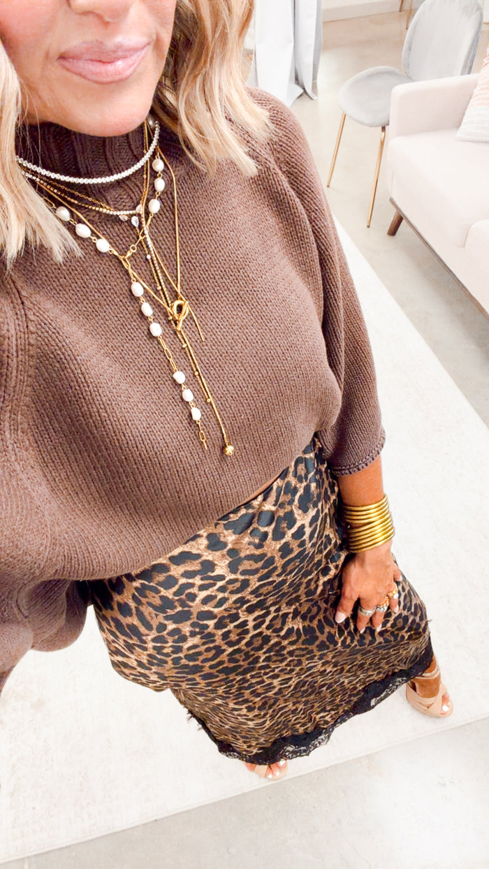 The Maddy Mock Neck Sweater-Chocolate