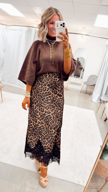 The Maddy Mock Neck Sweater-Chocolate