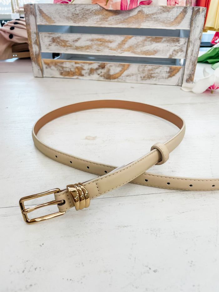 The Mercer Rectangle Buckle Belt-Cream