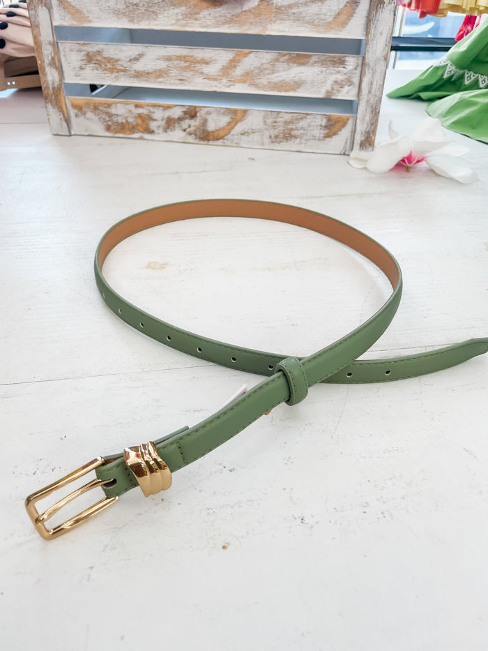 The Mercer Rectangle Buckle Belt-Sage