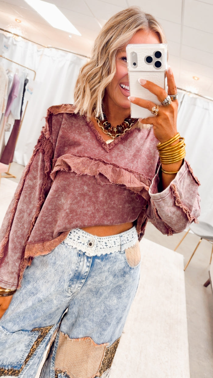 The Retro Rhapsody Top-Burgundy