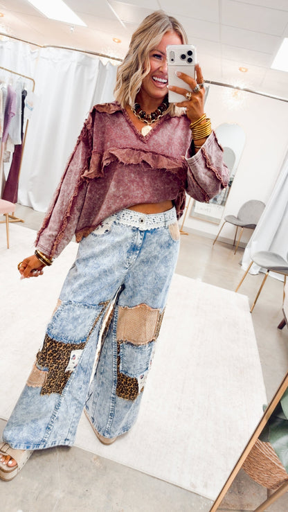 The Retro Rhapsody Top-Burgundy
