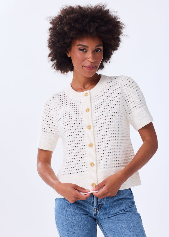 The Short Sleeve Cotton Crochet Cardigan