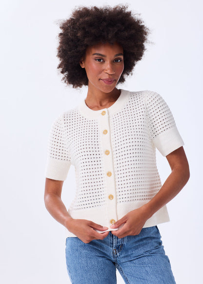 The Short Sleeve Cotton Crochet Cardigan