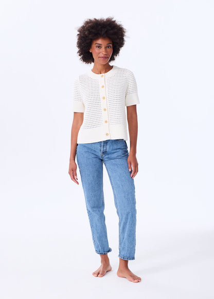 The Short Sleeve Cotton Crochet Cardigan