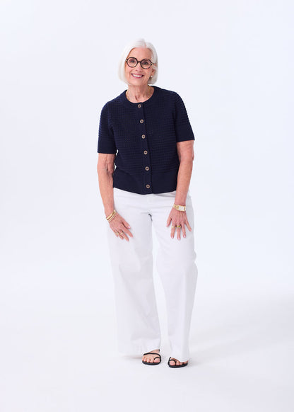 The Short Sleeve Cotton Crochet Cardigan