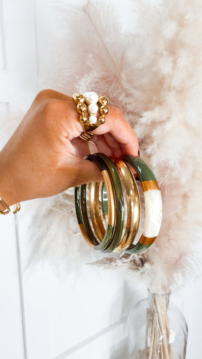 The Socialite Bangle Set (4)-Olive
