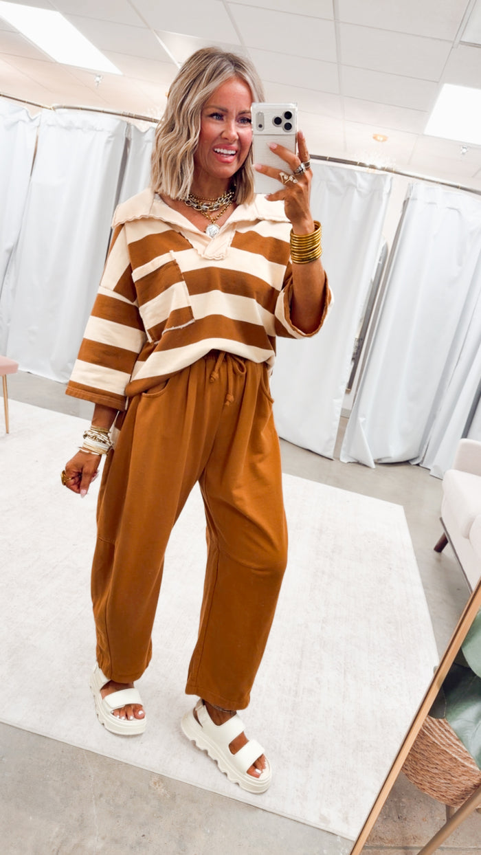 The Stevie Barrel Leg Sweatpants-Terra