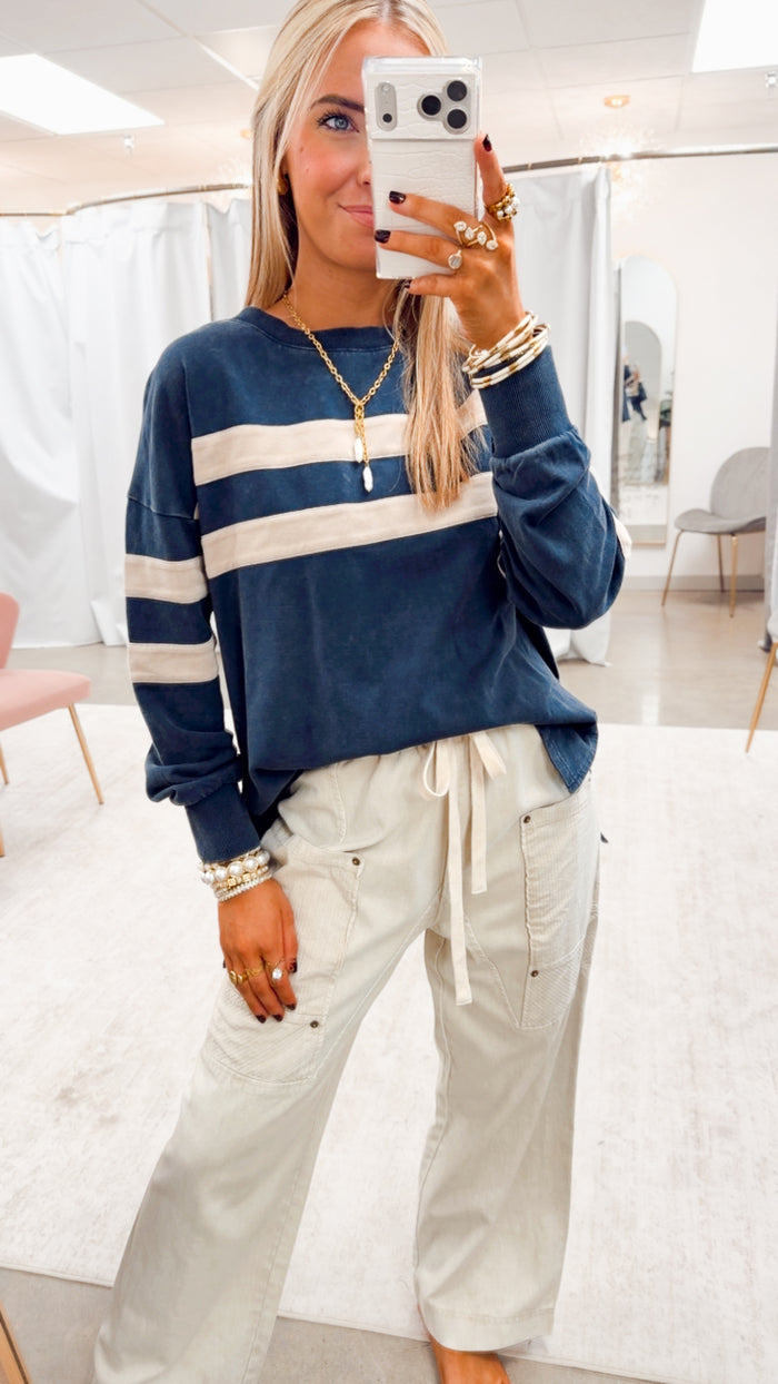 The Stripe Society Pullover-Navy