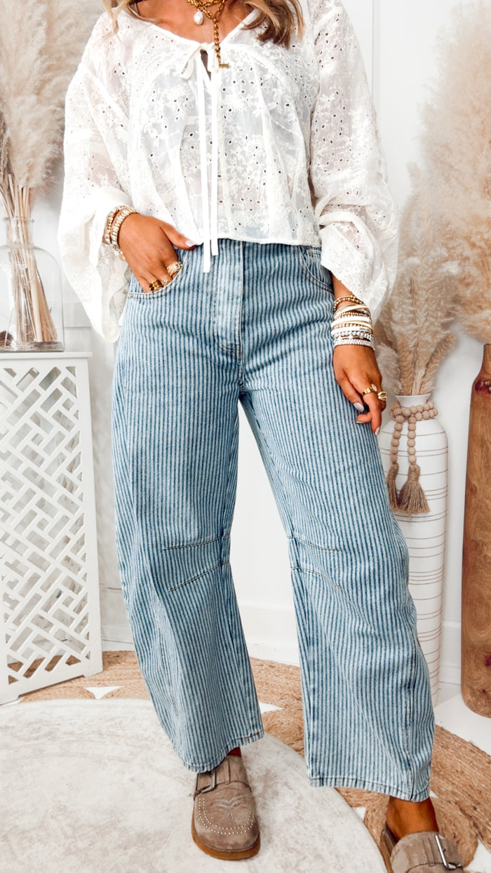 The Teagan Eyelet Embroidered Top-Ivory