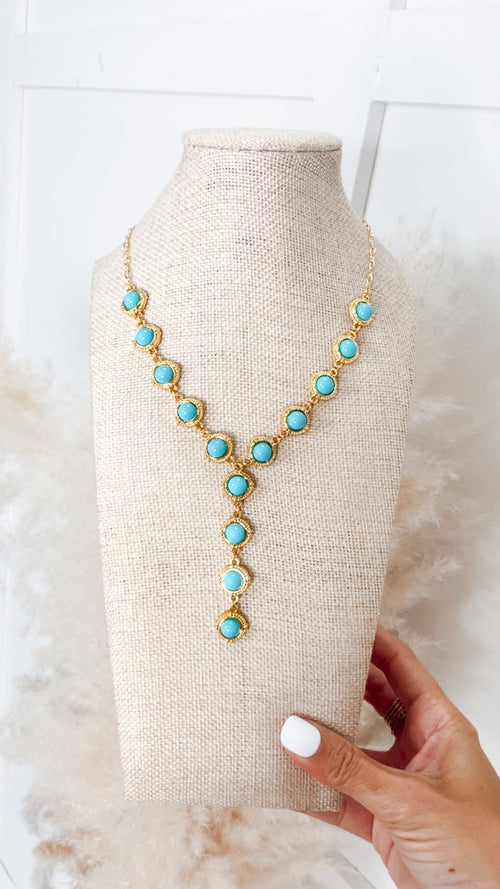 The Turquoise Cascade Gold Necklace