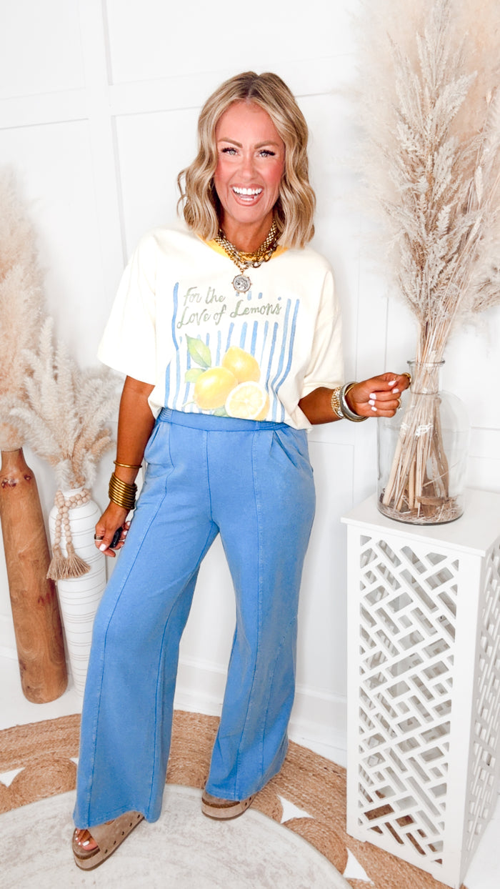 The Weekend Wide Leg Lounge Pants-Blue