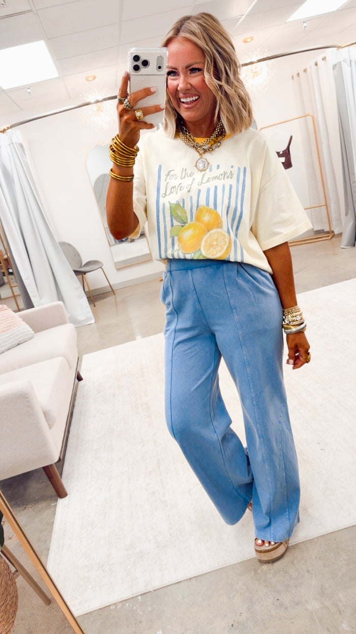 The Weekend Wide Leg Lounge Pants-Blue