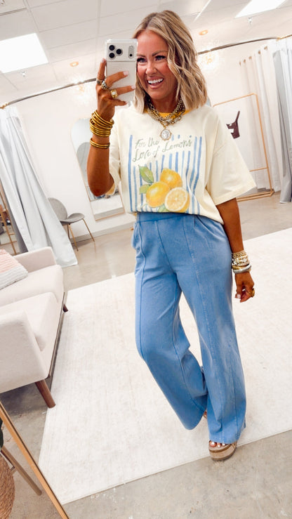 The Weekend Wide Leg Lounge Pants-Blue