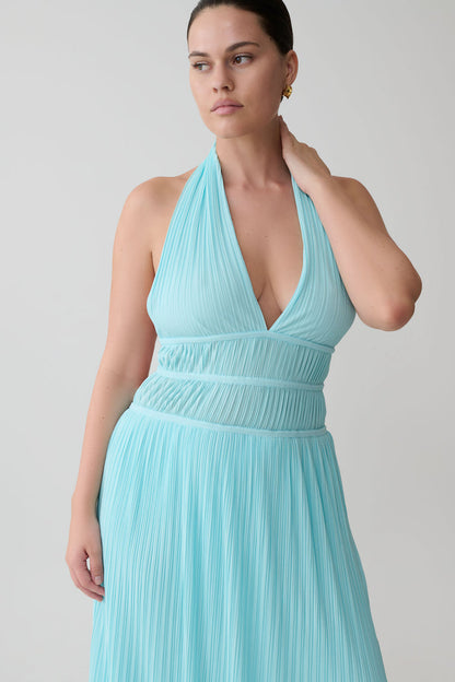 Thien Cowl Halter Midi Dress - Blue