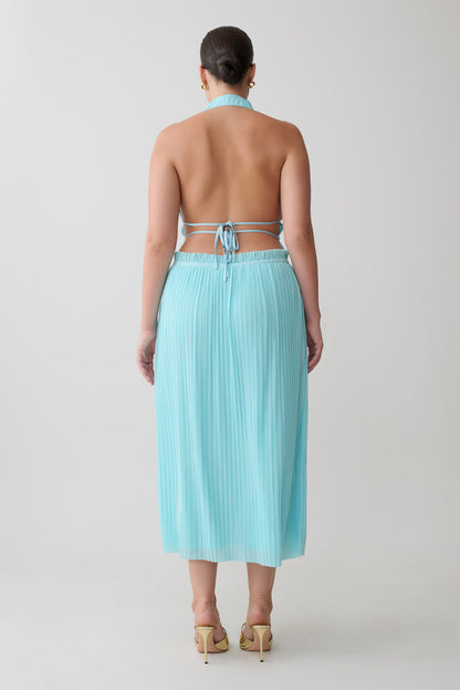 Thien Cowl Halter Midi Dress - Blue