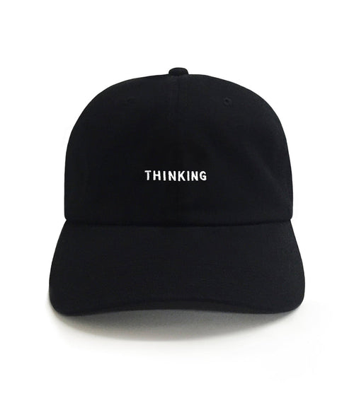 Thinking Cap Embroidered Dad Hat - Black Cotton