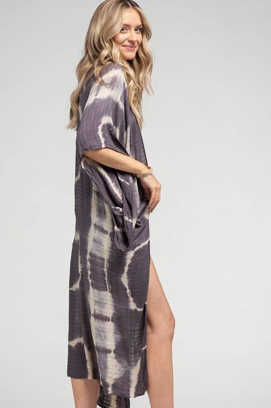 Tie Dye with Crochet Accent Kimono