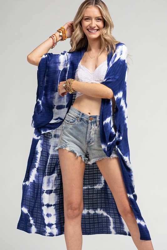 Tie Dye with Crochet Accent Kimono