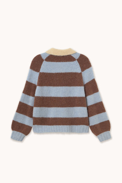 Tiny Big Sister Frank Striped Polo - Blue/Brown AW26-845 striped jumper Shop Tiny Big Sister at Dotique