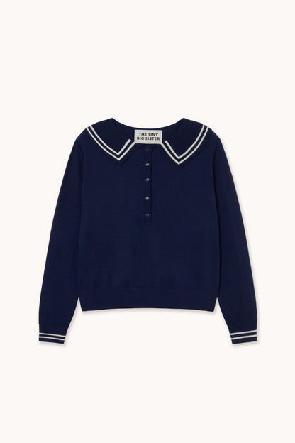 Tiny Big Sister Sailor Polo AW26-674 navy jumper by Tiny Big Sister Shop Tiny Big Sister at Dotique