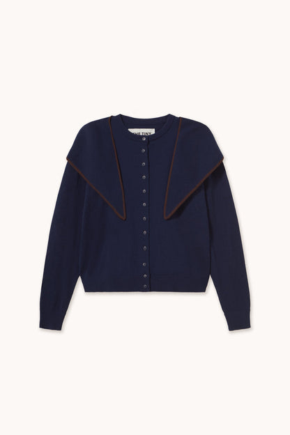 Tiny Big Sister Scarf Neck Lara Cardigan - Navy AW26-668 Shop Tiny Big Sister at Dotique