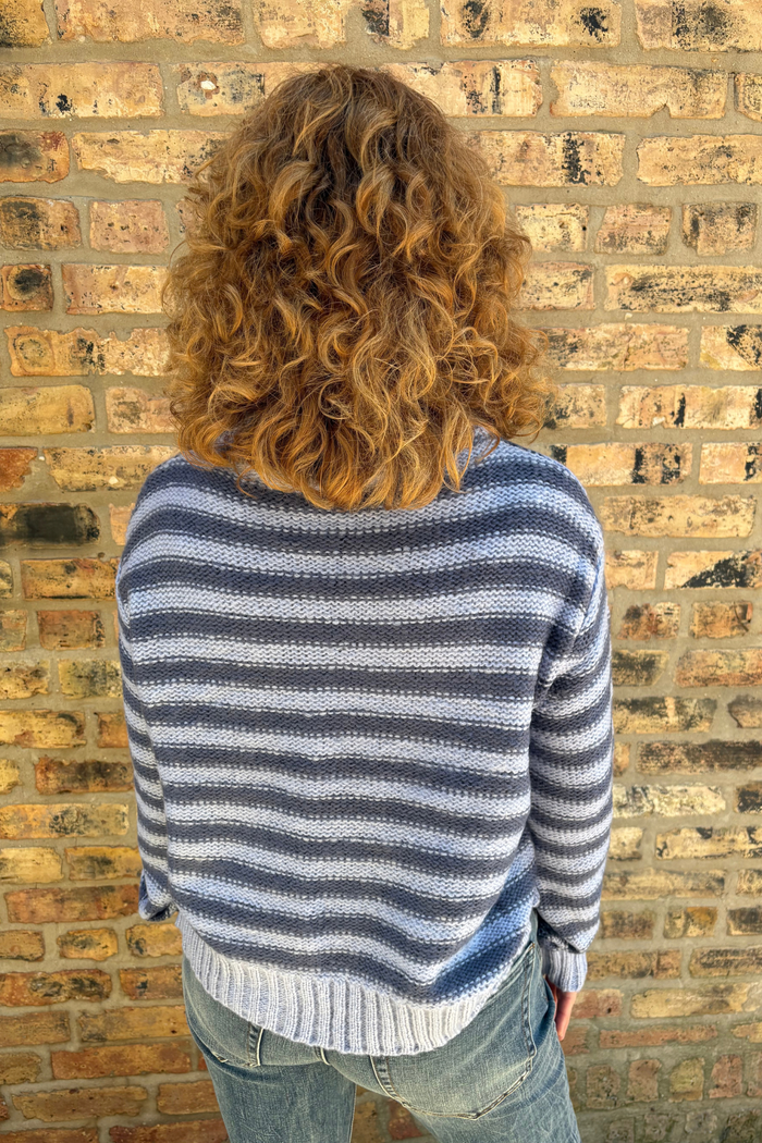 Tommy Striped Cardi, Arctic Blue/Indigo