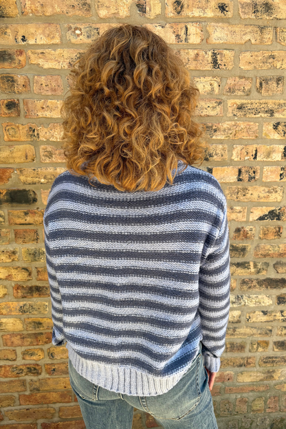 Tommy Striped Cardi, Arctic Blue/Indigo
