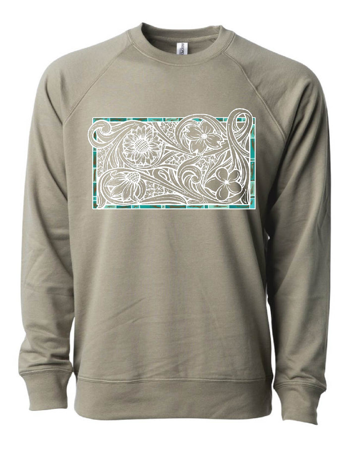 Olive / White Floral Turquoise / Small