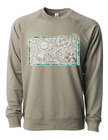 Olive / White Floral Turquoise / Small