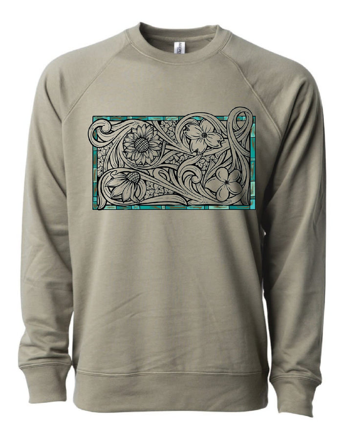 Olive / Black Floral Turquoise / Small