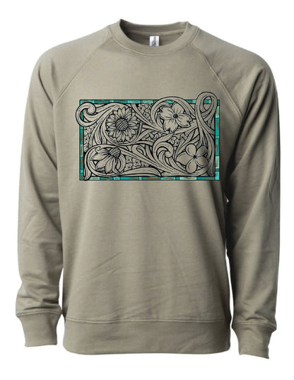 Olive / Black Floral Turquoise / Small