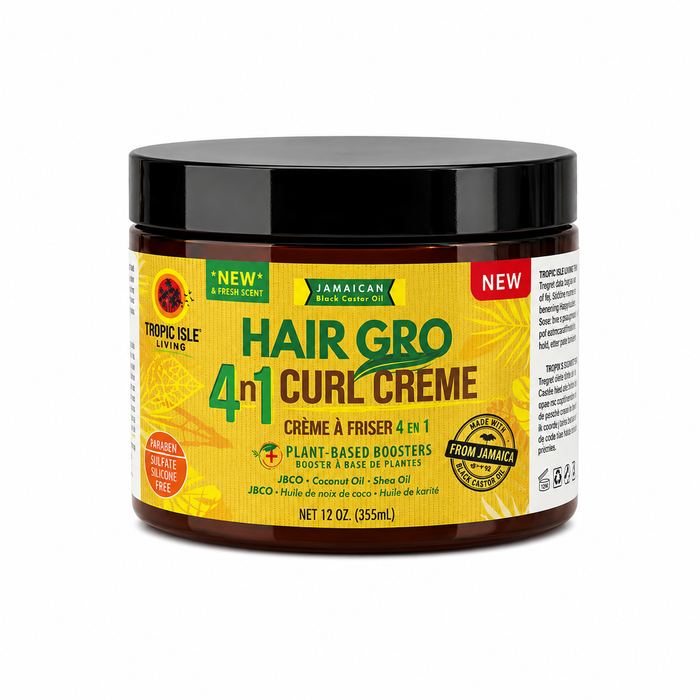 Tropic Isle Living Jamaican Black Castor Oil Hair Gro 4n1 Curl Creme 12oz with castor oil coconut oil shea butter shea oil and rose water