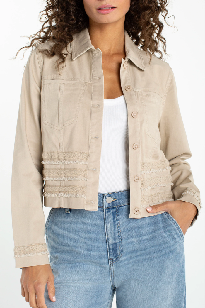 Trucker Jacket With Fray & Lace