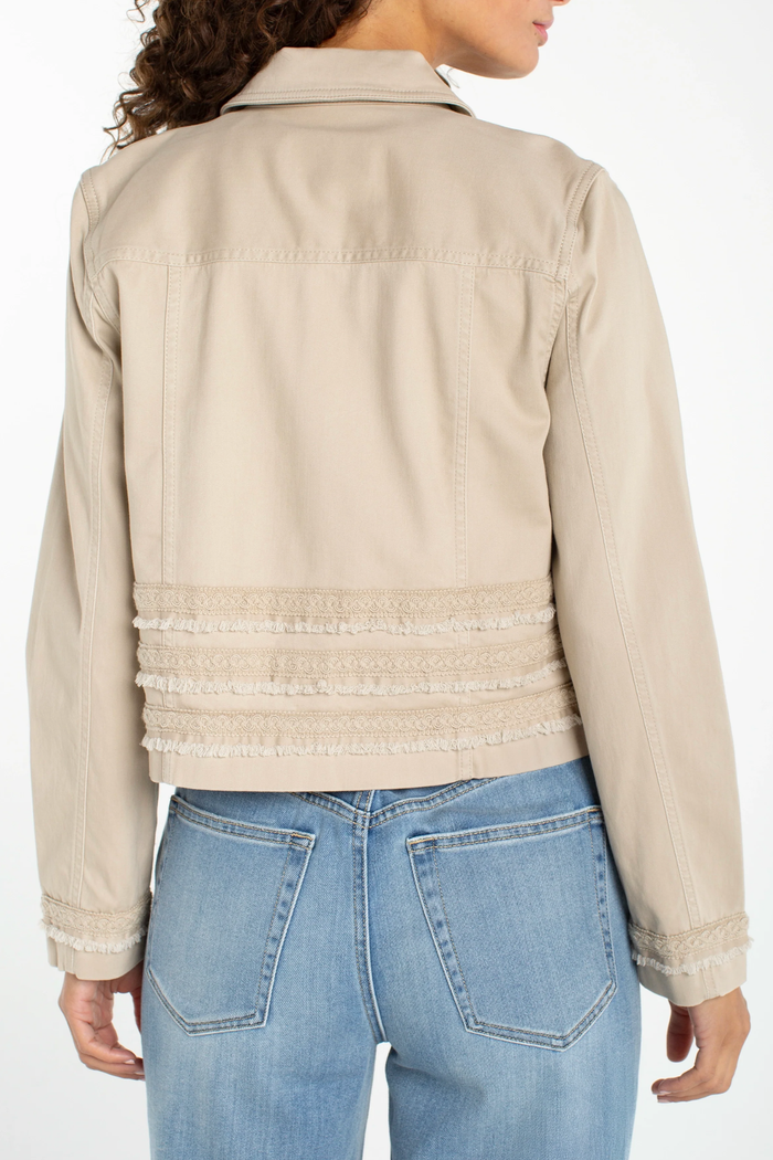 Trucker Jacket With Fray & Lace