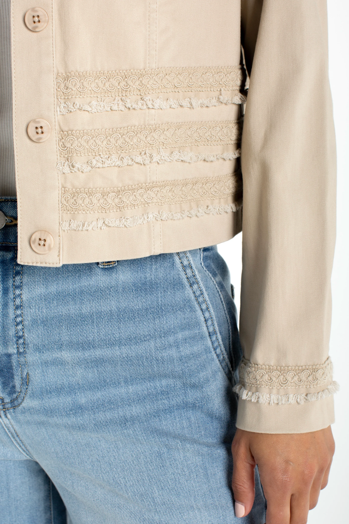 Trucker Jacket With Fray & Lace