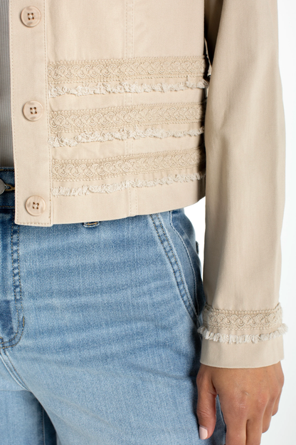 Trucker Jacket With Fray & Lace