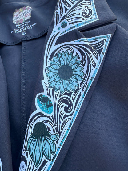 Turquoise Cabochon Blazer in Black with white border