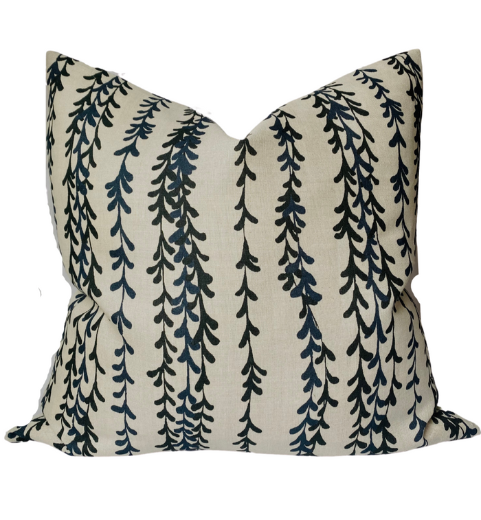 Weeping Willow Pillow Cover in Indigo, McLaurin + Piercy Textiles
