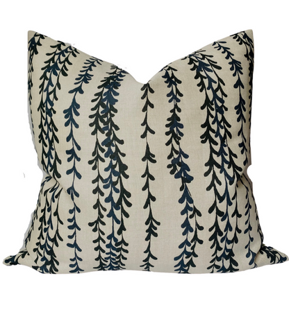 Weeping Willow Pillow Cover in Indigo, McLaurin + Piercy Textiles