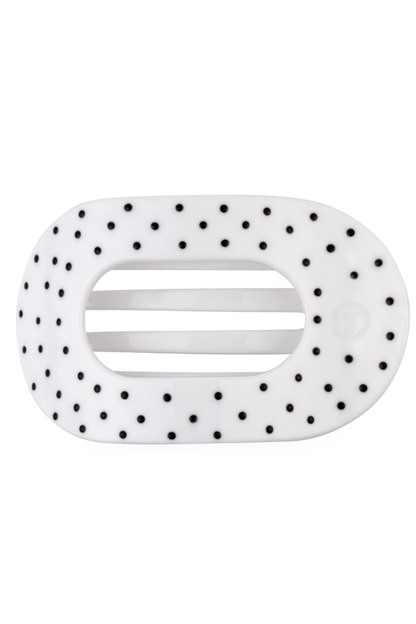 White Polka Dot Party Flat Round Clip, Medium
