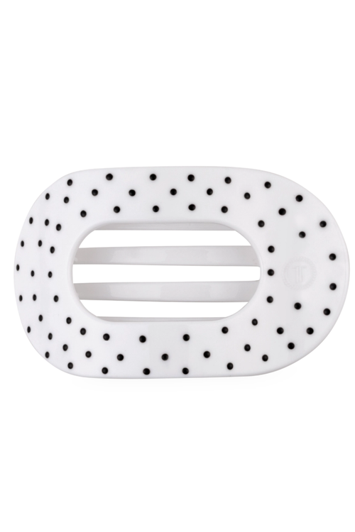 White Polka Dot Party Flat Round Clip, Medium