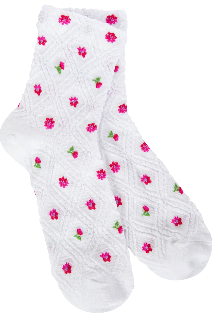 White/Rose Bud World's Softest Socks