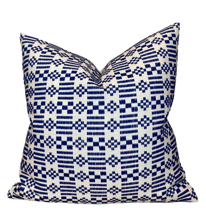 Wilson Embroidery Pillow Cover in Indigo, Schumacher Textiles