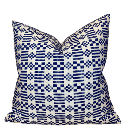Wilson Embroidery Pillow Cover in Indigo, Schumacher Textiles