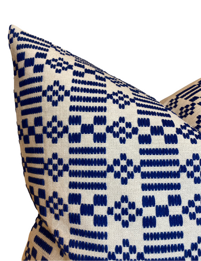Wilson Embroidery Pillow Cover in Indigo, Schumacher Textiles
