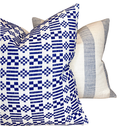 Wilson Embroidery Pillow Cover in Indigo, Schumacher Textiles